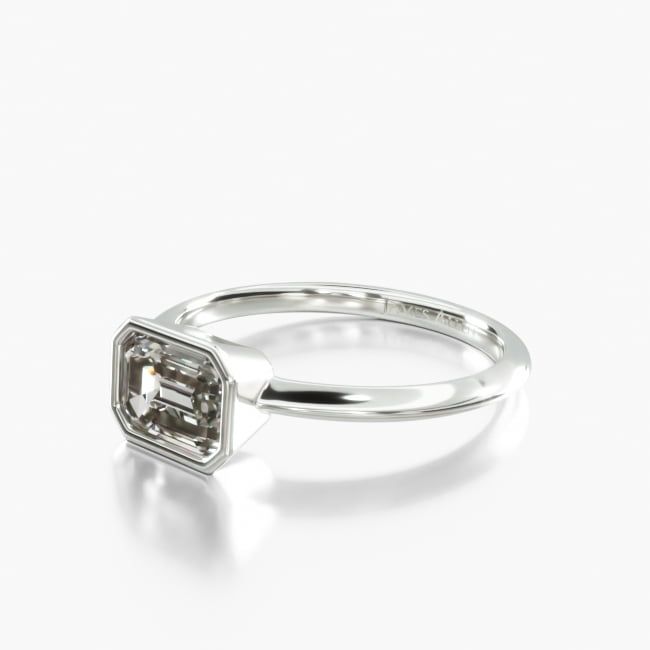 14K White Gold East West Knife Edge Bezel Solitaire Engagement Ring