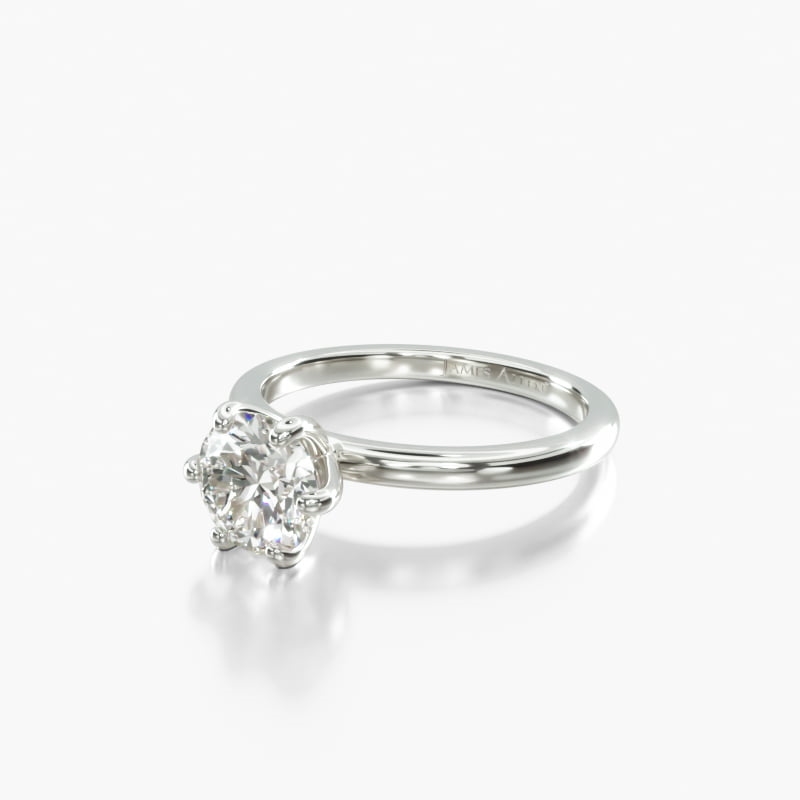 14K White Gold Six Prong Solitaire Engagement Ring