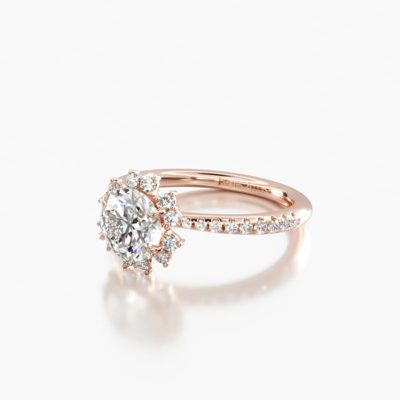 14K Rose Gold Aureola Diamond Halo Engagement Ring