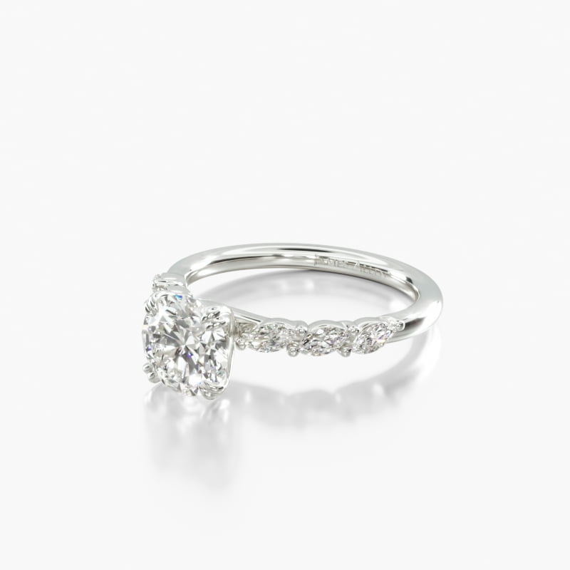 18K White Gold Drifting Marquise Diamond Engagement Ring
