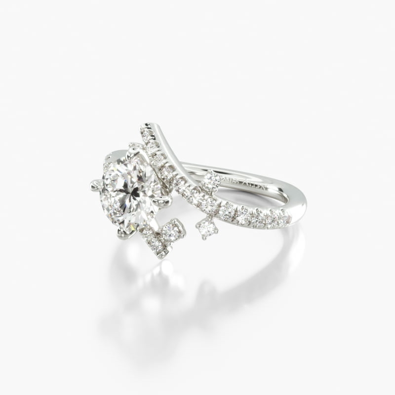 Platinum Blossom Tree Diamond Engagement Ring
