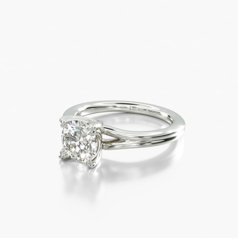 14K White Gold Woven Solitaire Engagement Ring