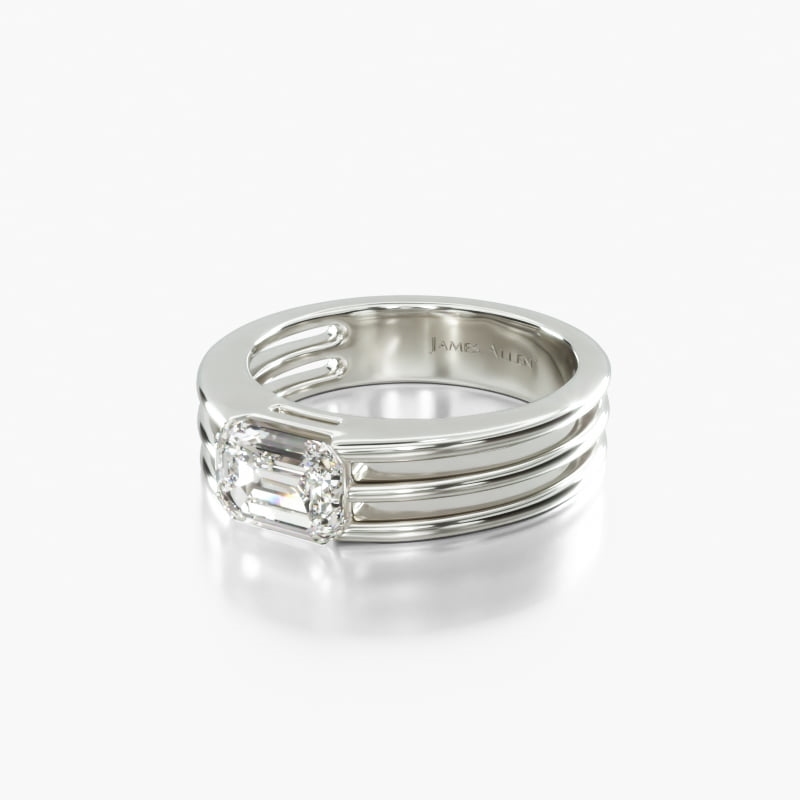 Platinum Ridged Dome Solitaire Engagement Ring