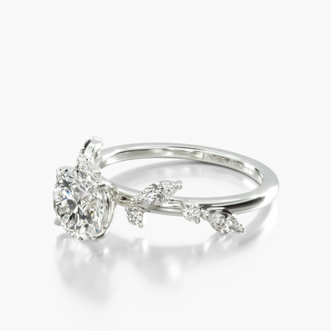 This simple yet graceful ring features a combination of marquise and round brilliant diamonds perfectly set to beautifully compliment the center diamond of your choice