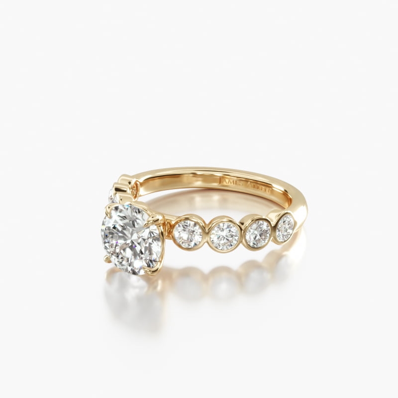 14K Yellow Gold Bezel Set Round Diamond Engagement Ring18155y14