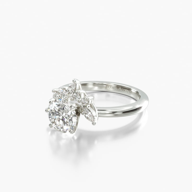 18K White Gold Diamond Half Halo Engagement Ring