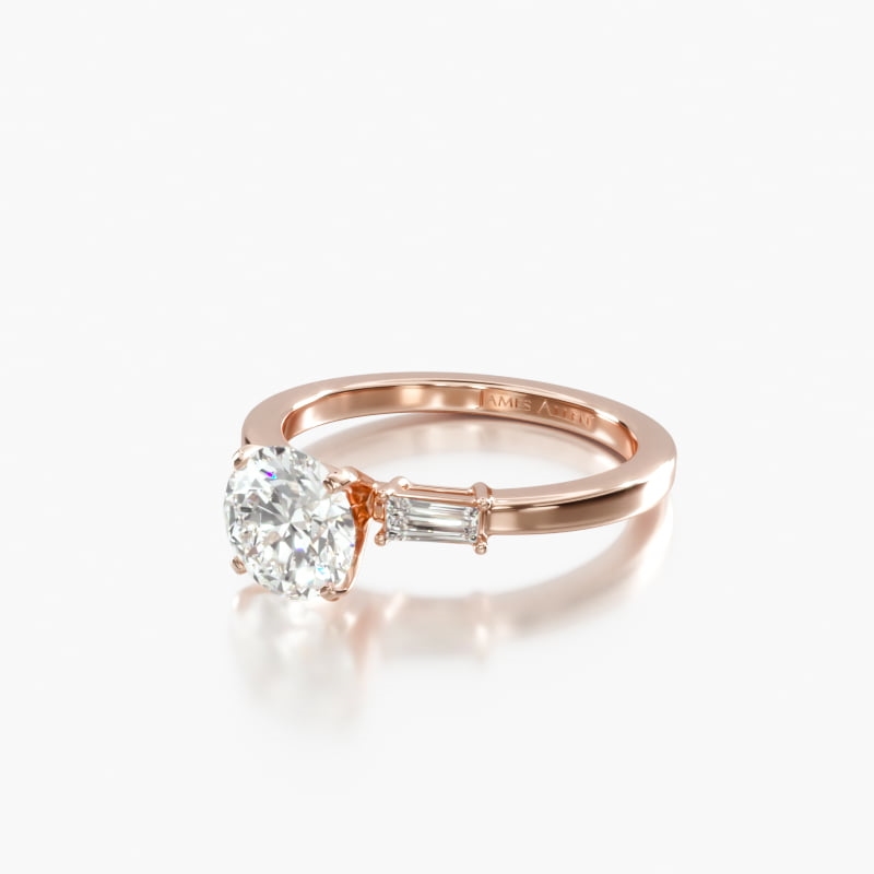 14K Rose Gold Simplistic Baguette Diamond Engagement Ring