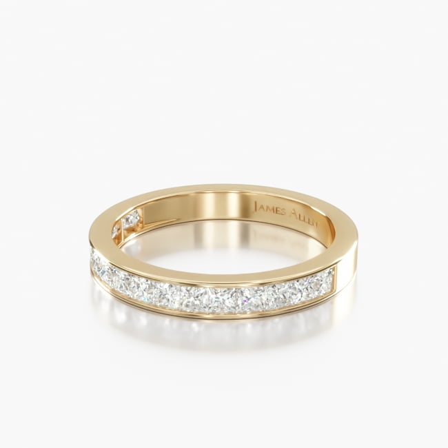 14K Yellow Gold 0.50CTW. Channel Set Princess Shaped Diamond Wedding Band