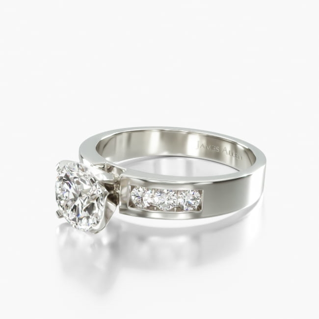 18K White Gold Channel Set Round Shaped Diamond Engagement Ring