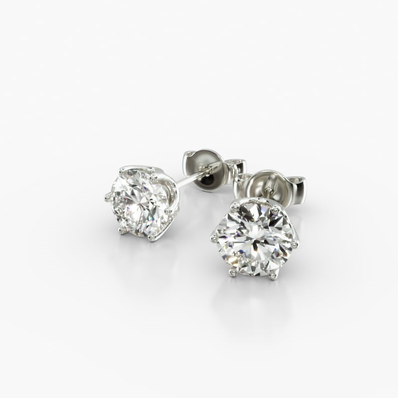 Platinum Scallop Basket Diamond Stud Earrings (Mounting)