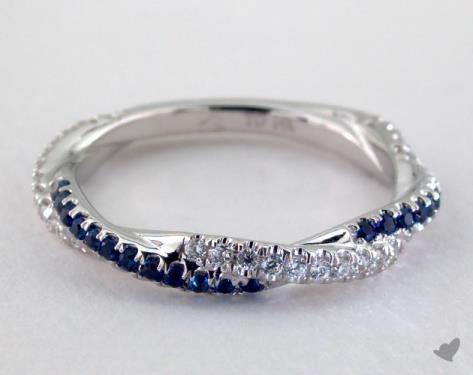14K White Gold Blue Sapphire and Diamond Ring