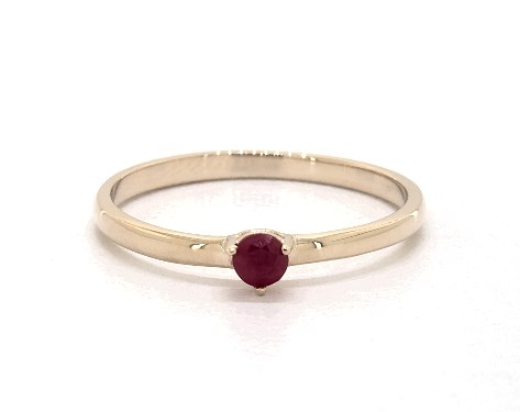 fashion rings, gemstone rings, 14k yellow gold 18mm petite single ruby