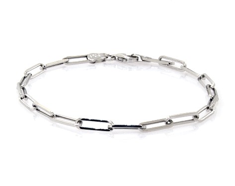 precious metal, 14k white gold 39mm paper clip chain bracelet item 112000