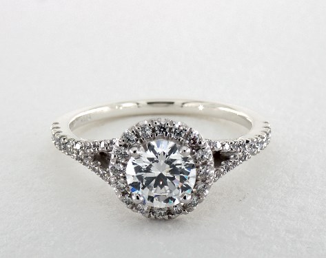 split shank halo diamond engagement ring