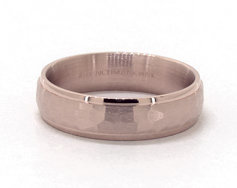 hammered rose gold mens wedding band