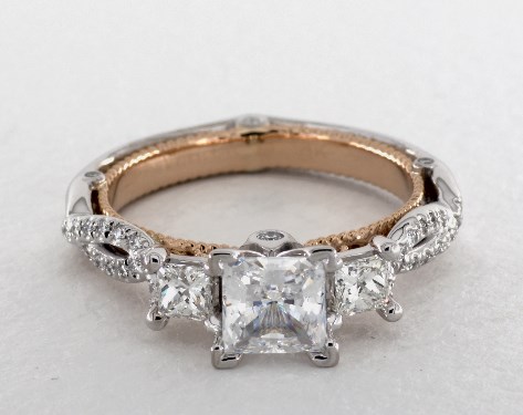 Platinum and Rose Gold Couture Engagement Ring by Verragio