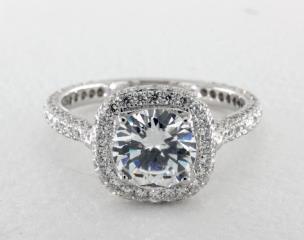 Martin Flyer

This micro pavé, cushion shape, diamond halo engagement ring features 142 round brilliant diamonds totaling .75 total carat weight. The classic quintessential diamond engagement ring for the center diamond of your choice.