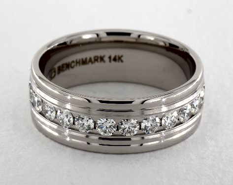 platinum channel set diamond band