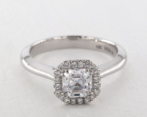14K White Gold Classico Single Shank Asscher Cut Halo Engagement Ring Style#: CL102- AS by Danhov