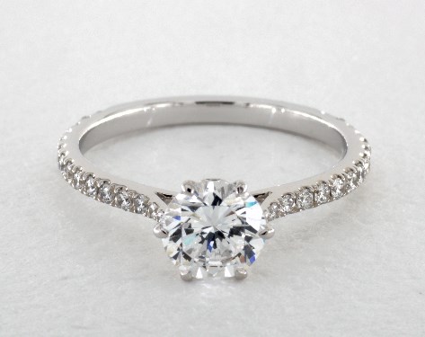 18K White Gold Classico Single Shank Engagement Ring Style #: CL108 by Danhov