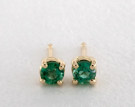 Earrings Gemstone 18k Yellow Gold Four G Round Earrings Gemstone 18k Yellow Gold Four G Round Emerald 031 Ctw Item 58922