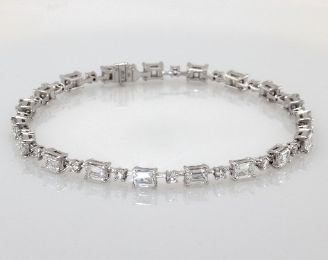 bracelets, diamond bracelets, 18k white gold emerald shape and