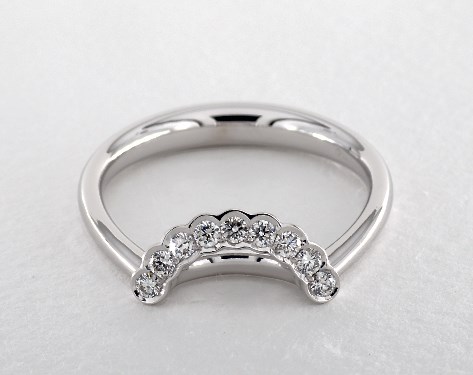 Wedding Rings Matching Bands 14k White Gold Bezel Set Tapered Pave Wedding Rings Matching Bands 14k White Gold Bezel Set Tapered Pave Band Item 59422