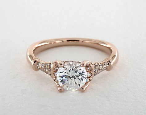14K Rose Gold Pinched Bar Pavé Engagement Ring