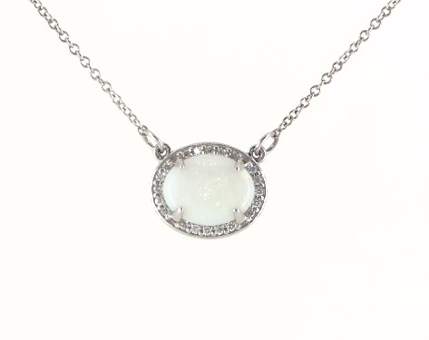 Pendant Necklace and Ring Set In Yellow Gold Diamond /& Opal Matching Earrings