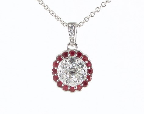 Necklaces Gemstone 14k White Gold Ruby And Diamond Halo Cer Necklace Item 61472 - 14k Gold Diamond And Ruby Pendant Necklaces Gemstone 14k White Gold Ruby And Diamond Halo Cer Necklace Item 61472 - 14k Gold Diamond And Ruby Pendant