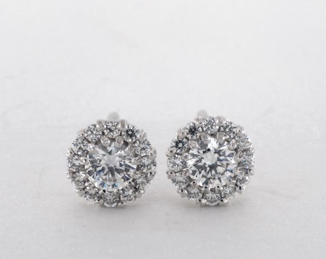 14k White Gold Rosebud Pave Diamond Earrings 14k White Gold Rosebud Pave Diamond Earrings