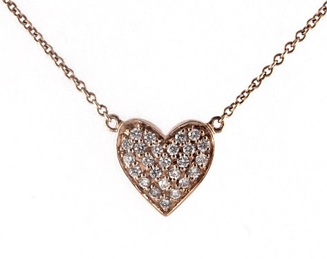 14K Rose Gold Pavé Diamond Heart Necklace-37656r14