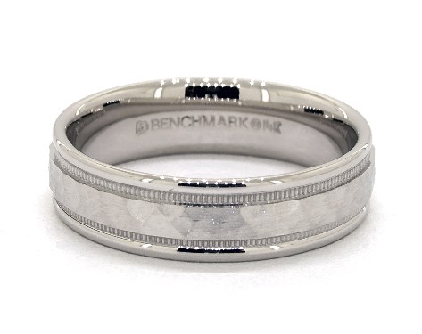 Wedding Rings Mens Carved 14k White Gold 6mm Comfort Fit Hammered Wedding Rings Mens Carved 14k White Gold 6mm Comfort Fit Hammered Milgrain Band Item 63705