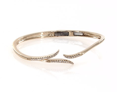 14K Yellow Gold Vine Motif Diamond Hinged Bracelet