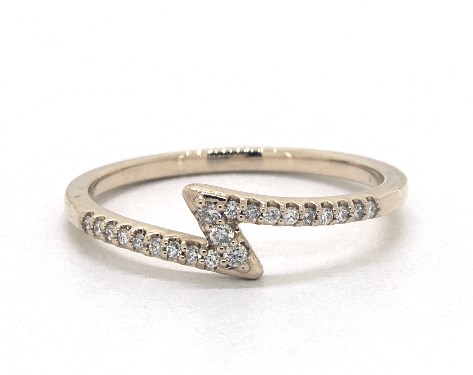 14K Yellow Gold Lighthing Bolt Diamond Ring