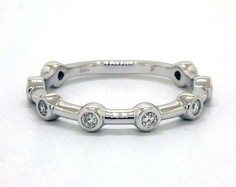 14K White Gold Bezel Set Bolt Diamond Ring