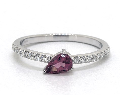 14K White Gold Pink Tourmaline And Diamond Ring-8318524w14