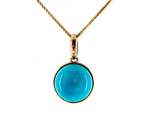 14K Yellow Gold Turquoise buying Bezel Pendant