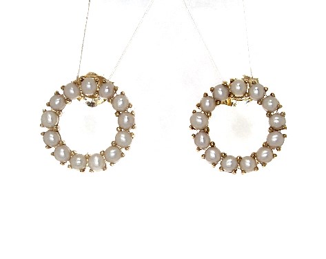 Earrings Pearl 14k Yellow Gold Freshwater Cultured Seed Earrings Pearl 14k Yellow Gold Freshwater Cultured Seed Open Circle 20mm Item 64759