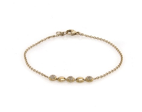 14K Yellow Gold Alternating Diamond Disc Chain Bracelet