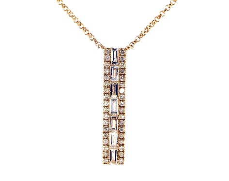 diamond necklace yellow gold baguette bar 14k drop round necklaces