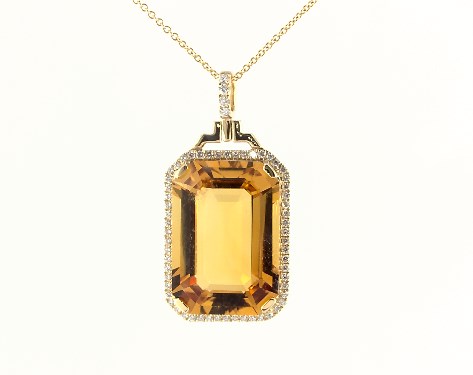 citrine and diamond pendant