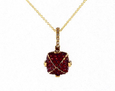 18K Yellow Gold Ruby Pavé Sugarloaf Necklace
