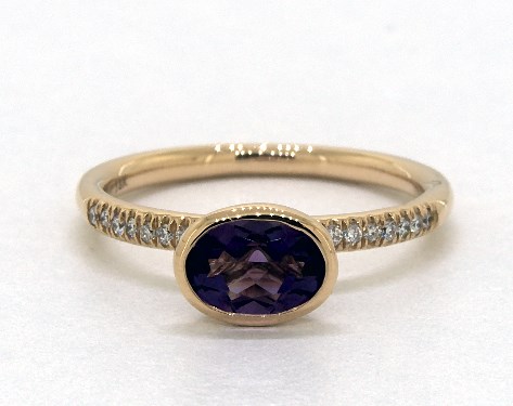 2. Amethyst & Diamond Birthstone 18K Gold