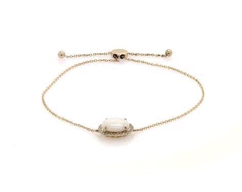 14k Yellow Gold Opal And Diamond Halo Bolo Bracelet By Effy 10 0x8 0mm 14k Yellow Gold Opal And Diamond Halo Bolo Bracelet By Effy 10 0x8 0mm