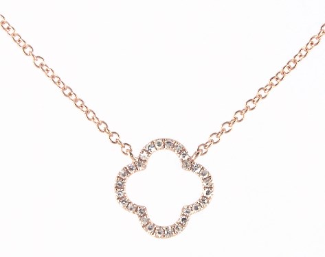 necklaces, diamond necklaces, 14k rose gold lucky clover diamond ...