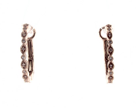 earrings diamond milgrain huggie 14k petite rose gold