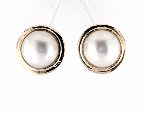 14k Yellow Gold Mabe Pearl Earrings 12 13 Mm 14k Yellow Gold Mabe Pearl Earrings 12 13 Mm