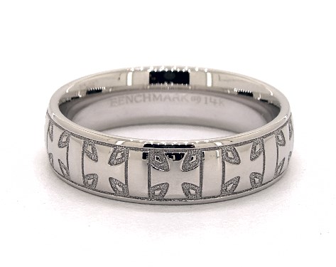 6mm Iron Cross Comfort Fit Wedding Band 14k White Gold 16239w14