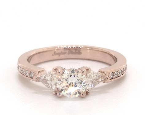 14K Rose Gold Three Stone Setting